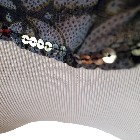 Ecote Sequined and Blue Floral Urban Outfitters Crop Tank Top - Picture 5 of 8